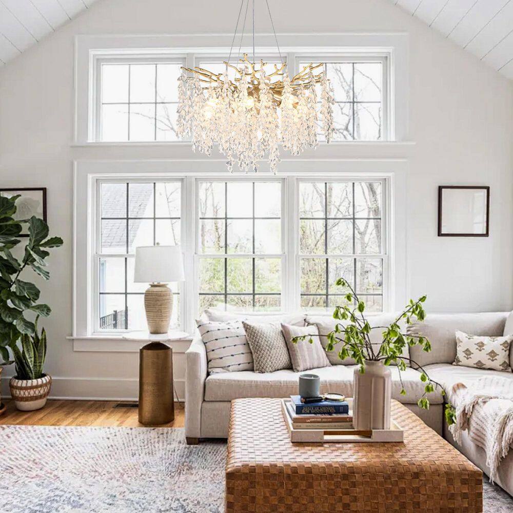 Linka 8 Light Gold Grape Crystal Modern Chandelier for Dining Room, Kitchen Island with No Bulbs Included price history on PriceWatchPro