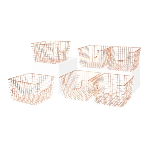Spectrum Scoop 13 in. D x 12 in. W x 8 in. H Medium Copper Steel Wire Storage Bin Basket Organizer (6-Pack)