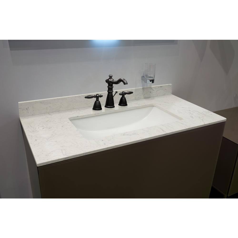 Carrara Classique 31" White Engineered Marble Vanity Top with Sink