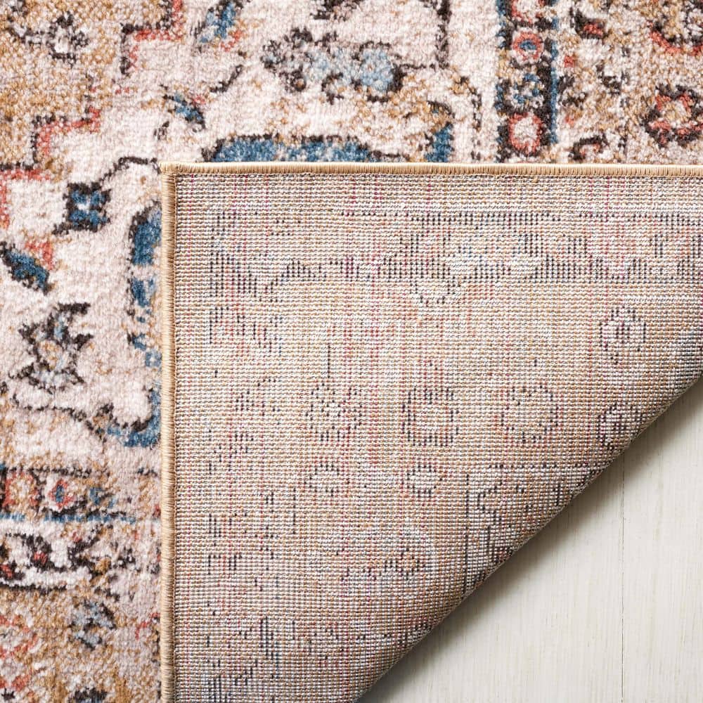 Gold and Beige Hand-Knotted Synthetic 4' x 6' Area Rug