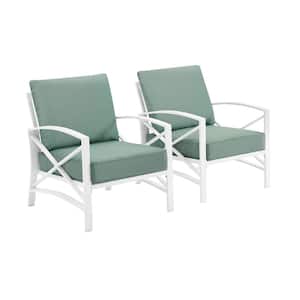 Kaplan White 2-Piece Metal Patio Seating Set with Mist Cushions