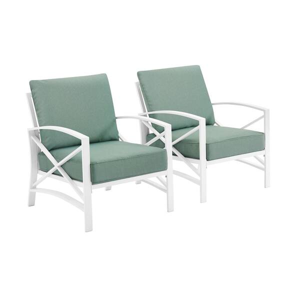 CROSLEY FURNITURE Kaplan White 2-Piece Metal Patio Seating Set with Mist Cushions