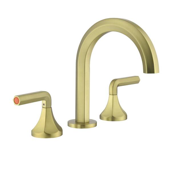 UKISHIRO 8 in. Widespread 2-Handle Bathroom Faucet in Spot Defense Brushed Gold