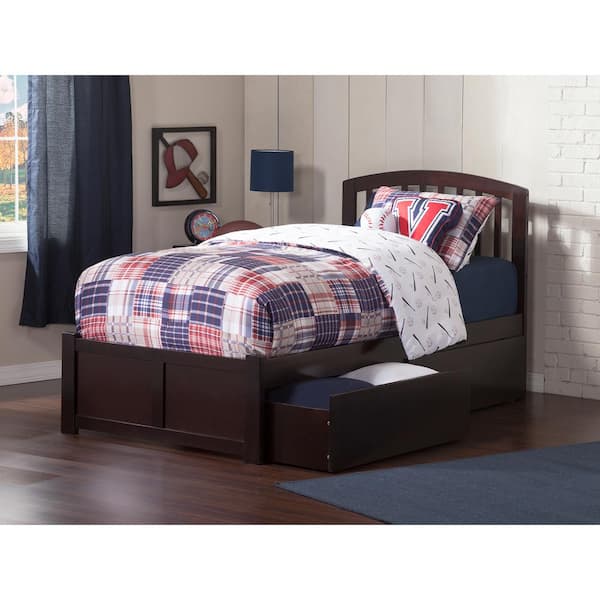 AFI Richmond Espresso Twin XL Solid Wood Storage Platform Bed with Flat Panel Foot Board and 2 Bed Drawers