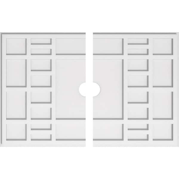 Ekena Millwork 36 in. W x 24 in. H x 3 in. ID x 1 in. P Beaux Architectural Grade PVC Contemporary Ceiling Medallion (2-Piece)