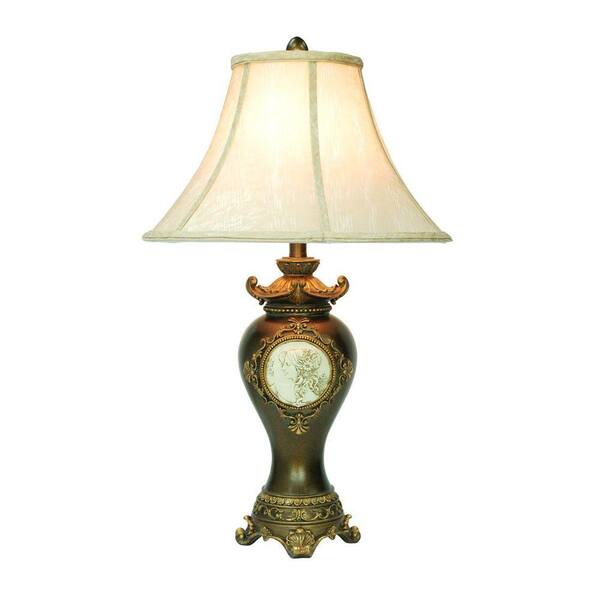 OK LIGHTING 29 in. Antique Brass Table Lamp