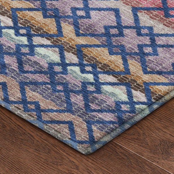 Mayfield Premium Machine Washable Abstract AMF2531 Navy 9 ft. x 12 ft. Area Rug