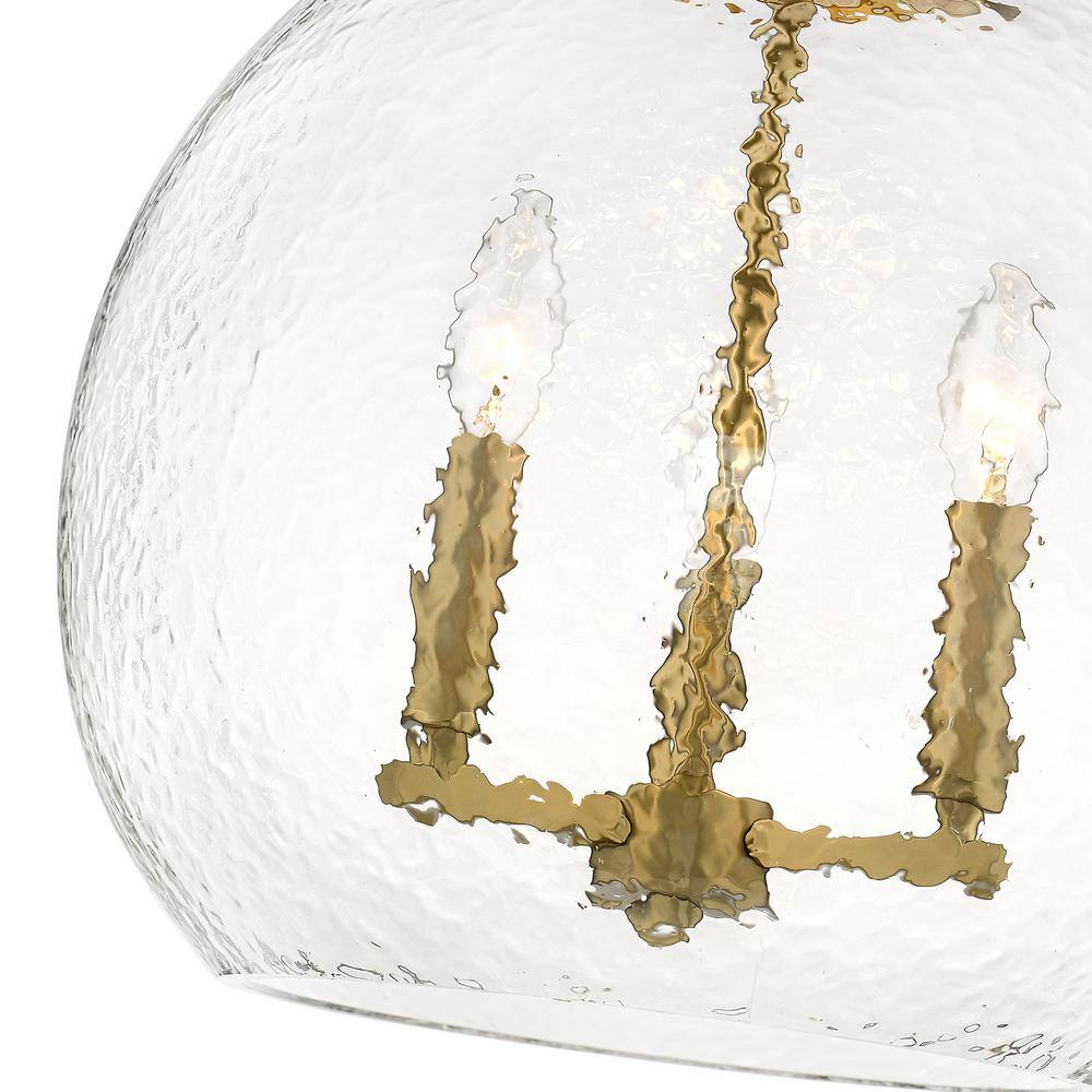 Ariella Brushed Champagne Bronze 3-Light Pendant with Hammered Glass