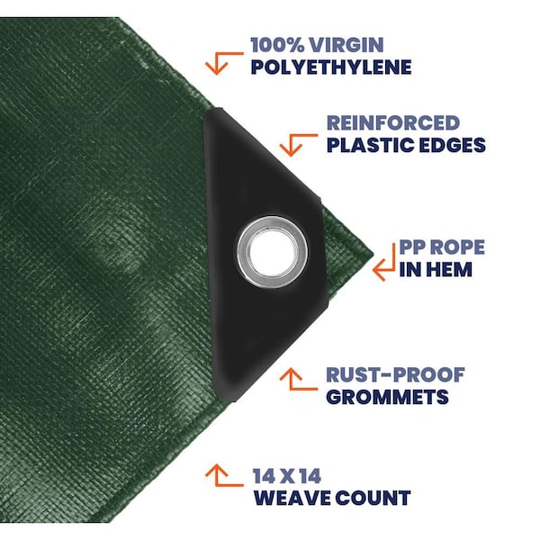 TARPCO SAFETY 12 ft. x 12 ft. Green/Black 14 Mil Heavy Duty