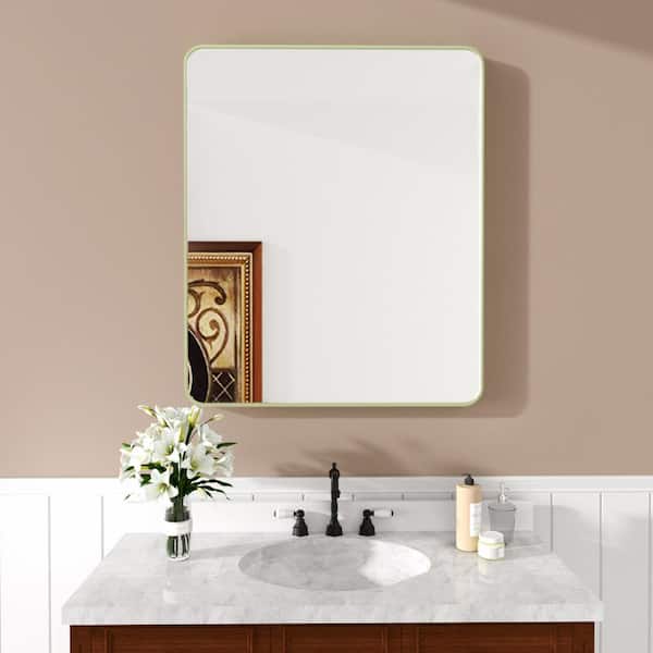 Hermitage Bath Cosy 30 in. W x 36 in. H Rectangular Framed Wall Bathroom Vanity Mirror in matte Green