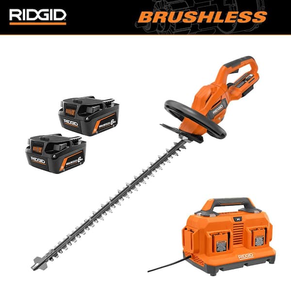 18V Brushless Cordless Hedge Trimmer Kit with 6-Port Sequential Charger and 6.0 Ah MAX Output Batteries (2-Pack)