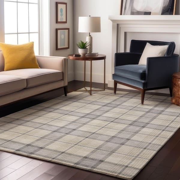 Mayfield Premium Machine Washable Abstract AMF1052 Silver 8 ft. x 10 ft. Area Rug