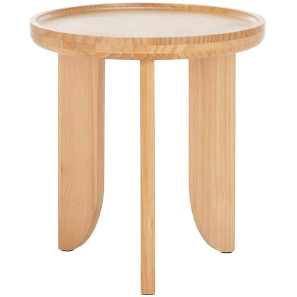 SAFAVIEH Malyn 18.1 in. Light Natural Round Wood End Table