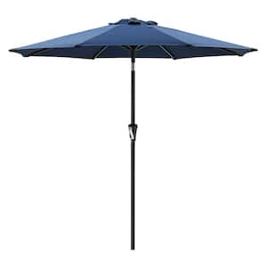 7.5 ft. Steel PushUp Patio Umbrella w/ Push Button Tilt Easy Crank Lift for MarketYard Beach Porch and Pool in Navy Blue