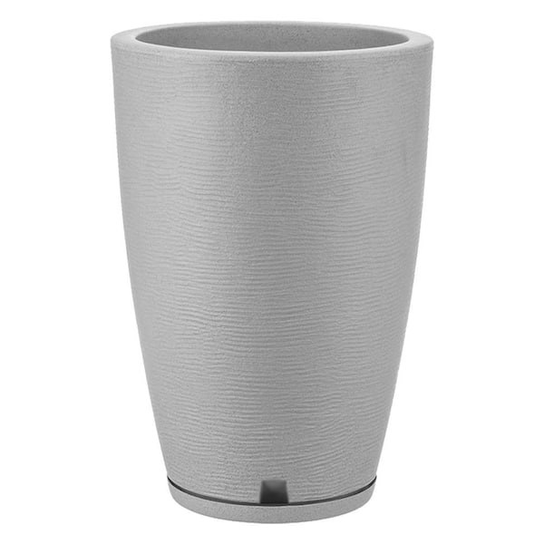 FLORIDIS 13.8 in. x 25.7 in. H Amsterdan Medium Plastic Resin Indoor and Outdoor Planter - Cement Color
