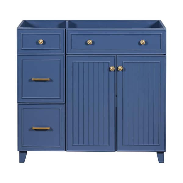 Ziyudura 36 in. Freestanding Bath Vanity Cabinet without Top in Blue, Adjustable Storage Shelves