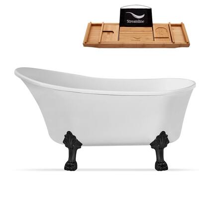 67 in. Acrylic Clawfoot Non-Whirlpool Bathtub in White