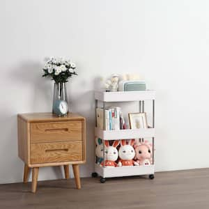 White and Silver 3-Layer Mobile Multi-functional Kitchen Storage Cart