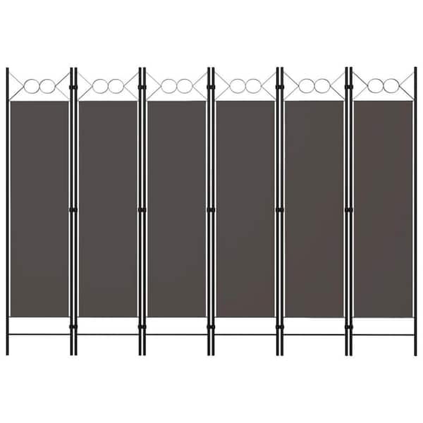 Dina 94.5 in. Dark Gray 6-Panel Folding Screen Room Divider
