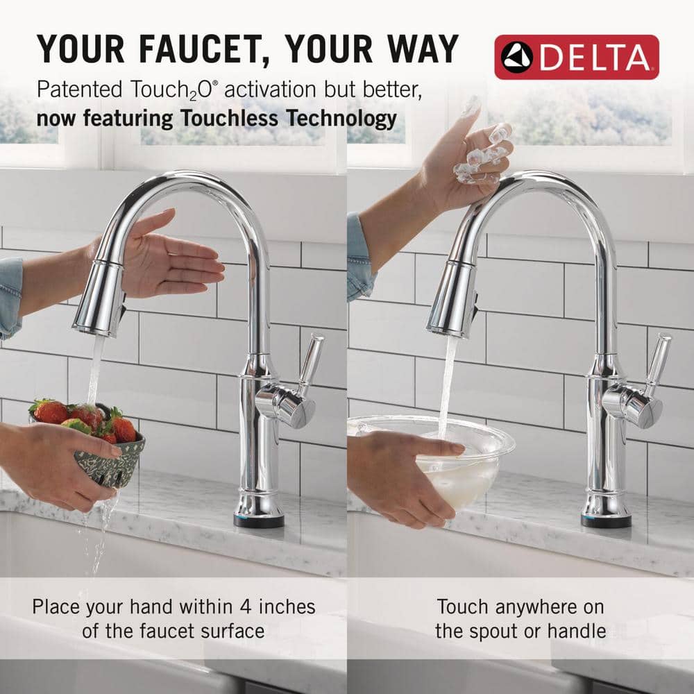 Renaldi Chrome Touchless Pull-down Kitchen Faucet with Pull-out Spray