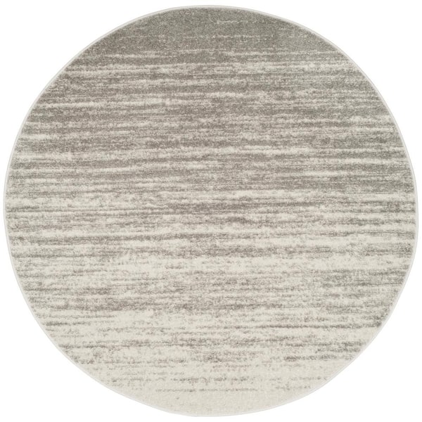 SAFAVIEH Adirondack Light Gray/Gray 3 ft. x 3 ft. Solid Color Striped Round Area Rug