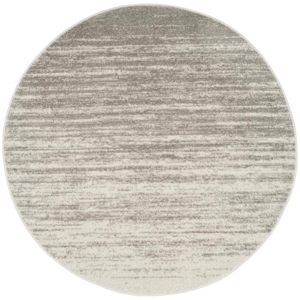 Adirondack Light Gray/Gray 5 ft. x 5 ft. Solid Color Striped Round Area Rug price history on PriceWatchPro
