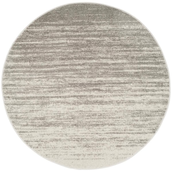 SAFAVIEH Adirondack Light Gray/Gray 5 ft. x 5 ft. Solid Color Striped Round Area Rug