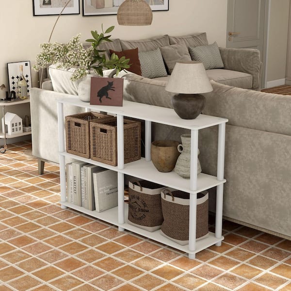 Quincy 30.1 in. Tall White Engineered Wood Wide 6-Shelf Modular Bookcase With Support Rods