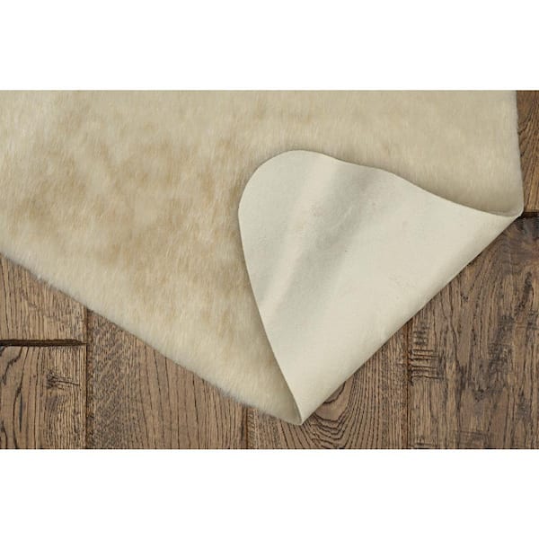 Crocus 3.85 ft. x 5 ft . Faux Cow Hide Mini Ivory and Cream Area rug