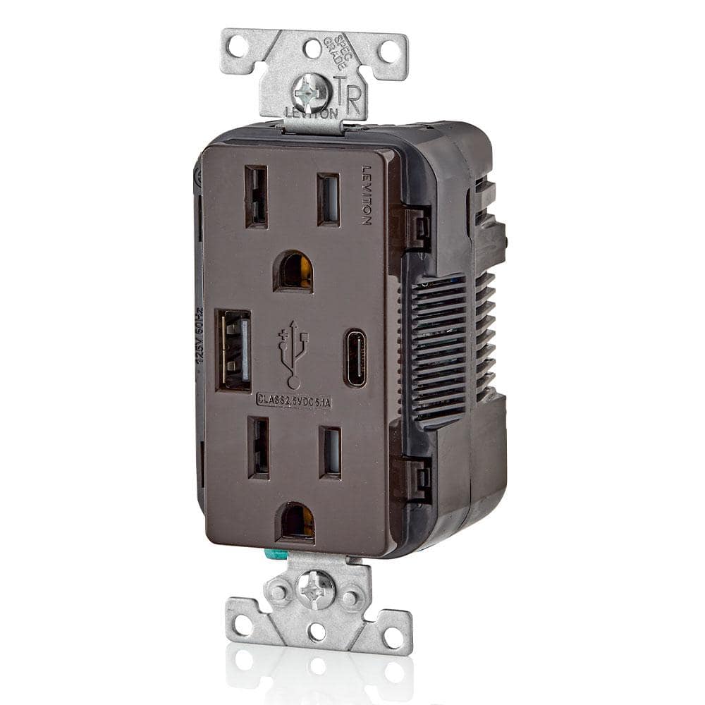 Leviton Brown Tamper-Resistant USB Wall Outlet Charger