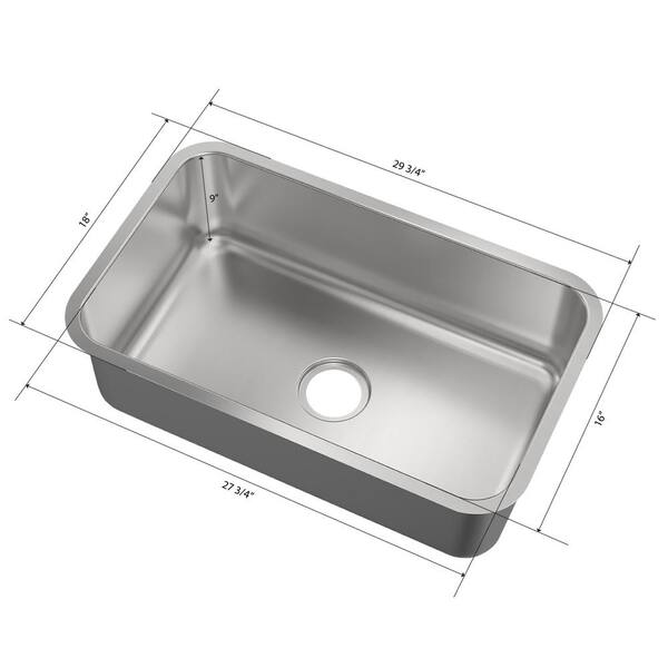 ちぇんと CHESHIRE 30 in. Undermount Single Bowl 18-Gauge Stainless Steel