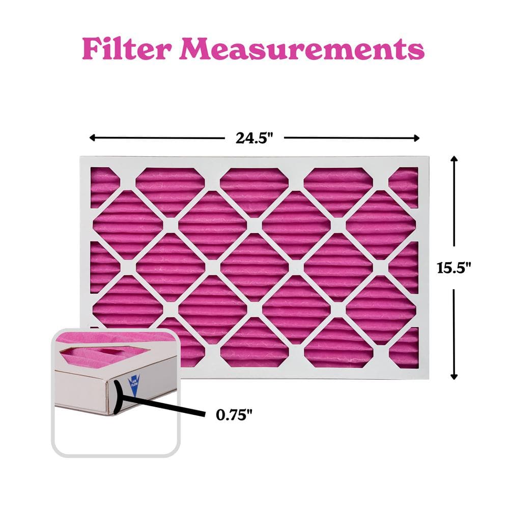 Colorfil 16x25x1 Pink Pleated Furnace Air Filter, MERV 8, 2-Pack