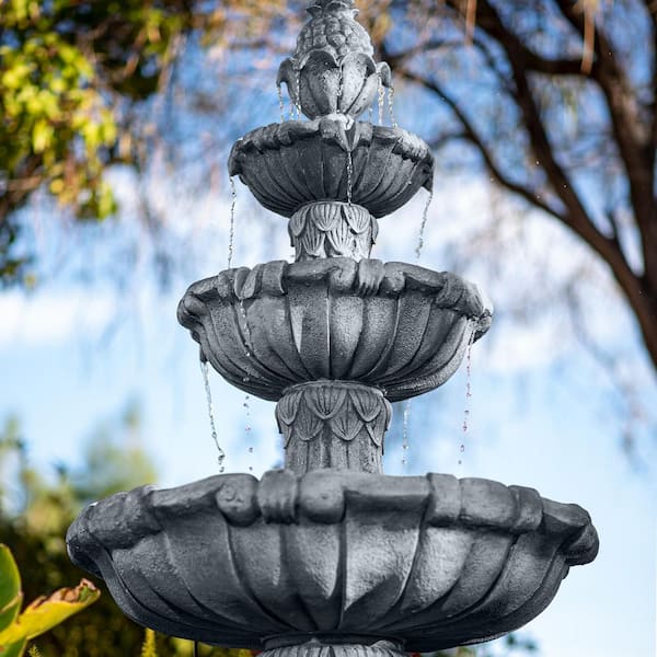 XBRAND 58.3 in. H Electric Resin Tiered Fountain with Submersible