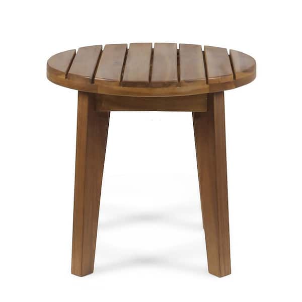 Anky Teak Round Wood 14.25 in. H Outdoor Side Table