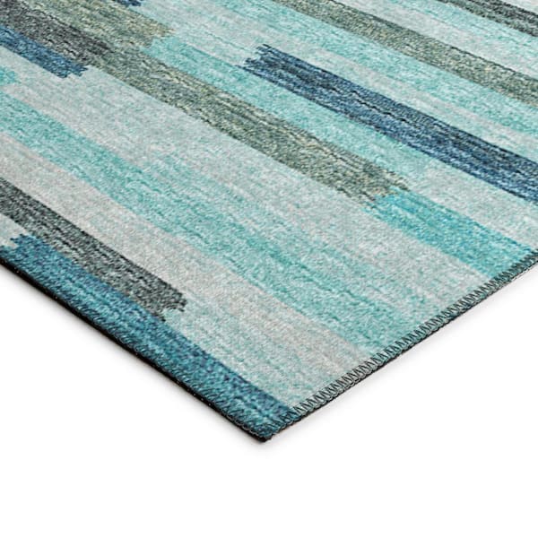 Yuma Blue 5 ft. x 7 ft. 6 in. Geometric Indoor/Outdoor Washable Area Rug