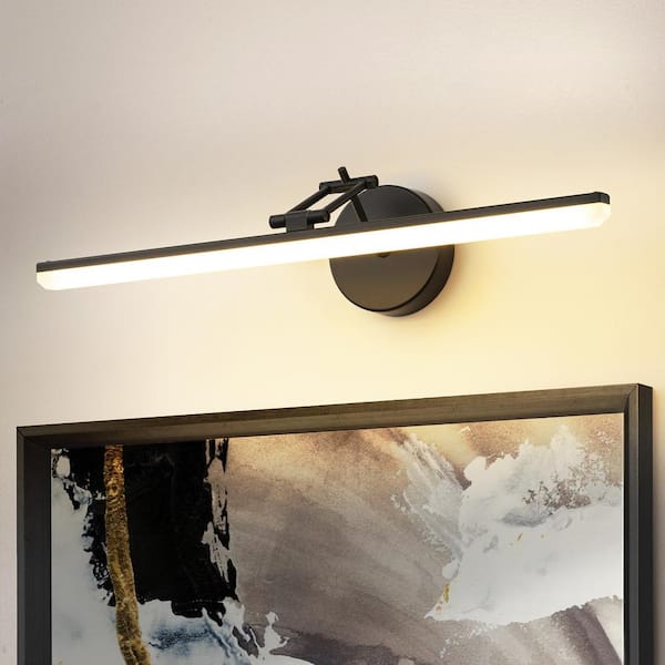 Rennnsan Kelly 1-Light 22.8 in. Black Dimmable LED Vanity Light with Extendable Arm for Picture Light