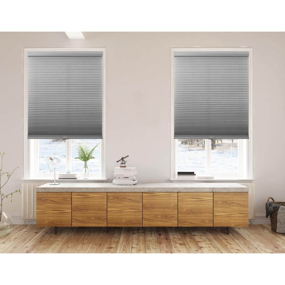 Gray Cordless Cellular Light Filtering Fabric Indoor Shades, 39" x 72"