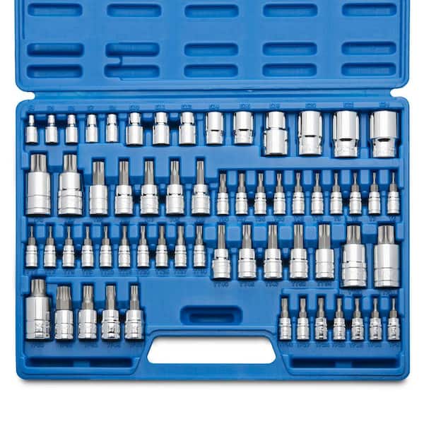 Master Torx Bit Socket and External Torx Socket Set, S2 Steel Bit and Cr-V Steel Socket, Complete Kit (60 Pieces)