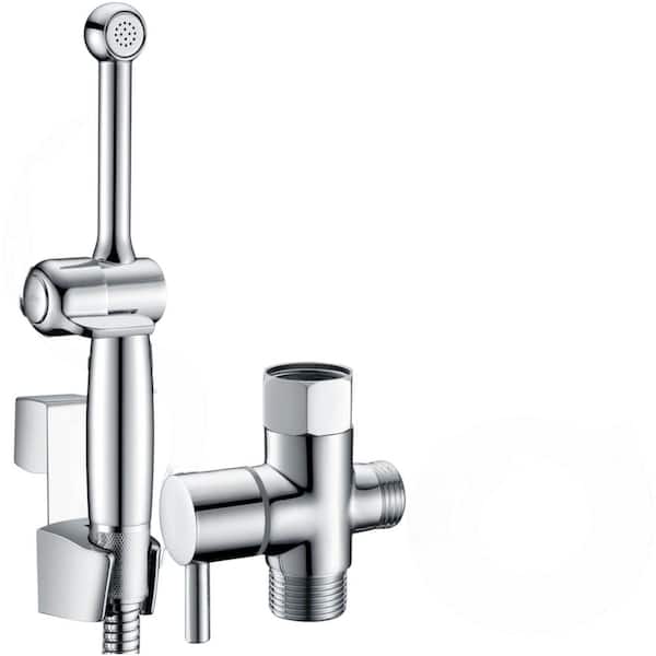 Handheld Bidet Attachment for Toilet with Adjustable Water Jet Brass 7.9 in. Wand Backflow Preventer Included