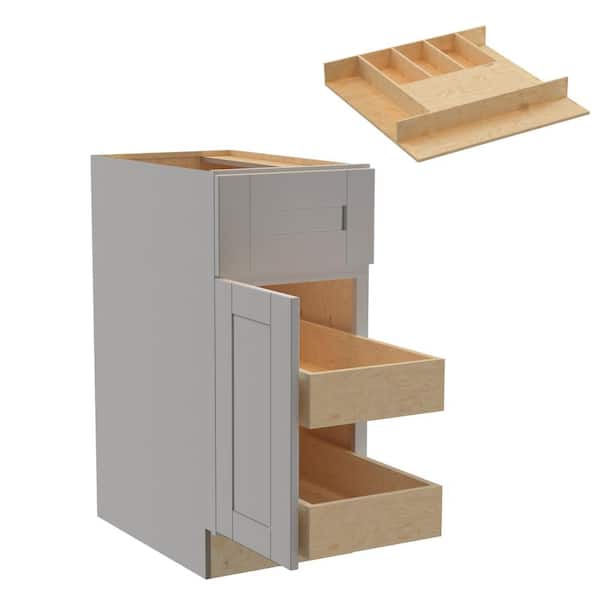 Home Decorators Collection Washington Veiled Gray Plywood Shaker Assembled Base Kitchen Cabinet Left 2ROT CT15 W in. 24 D in. 34.5 in. H