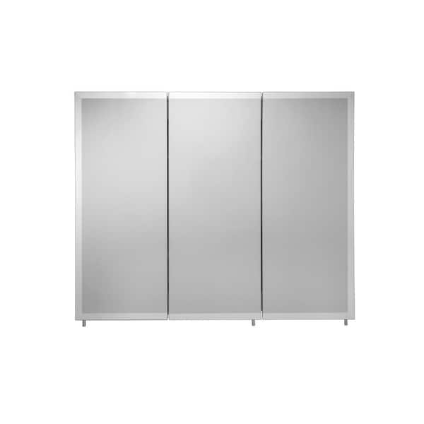 36 in. W x 30 in. H x 5-1/4 in. D Frameless Tri-View Surface-Mount Medicine Cabinet with Easy Hang System in White