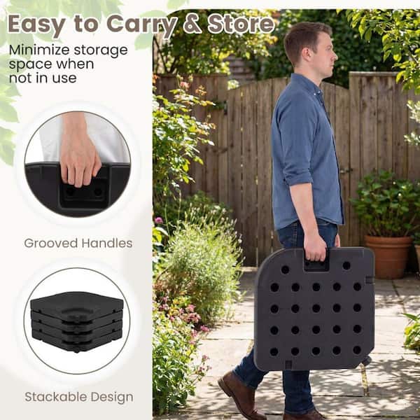 4-piece cantilever offset patio umbrella base stand w/ carry handles – 185 Lbs HDPE Weight For Patio, Market & Table Stand your patio umbrella up tall and sturdy with this 4 Outsunny 4 Pieces Cantilever Patio