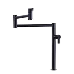 Solid Brass Deck Mount Pot Filler Faucet, Pot Filler with Stretchable Double Joint Swing Arm in Oil Rubbed Bronze