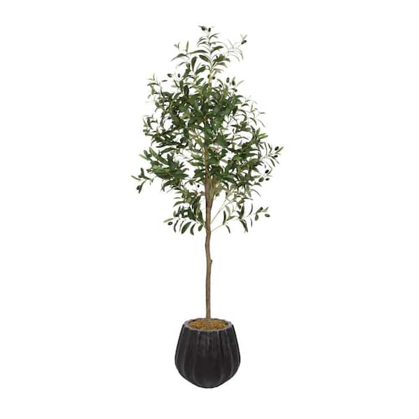 5 ft. Artificial Olive Tree Tree in Black Ceramic Pot