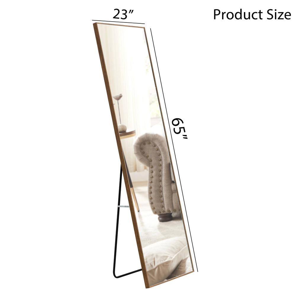 Brown Wood Framed 65" x 23" Full-Length Rectangular Mirror