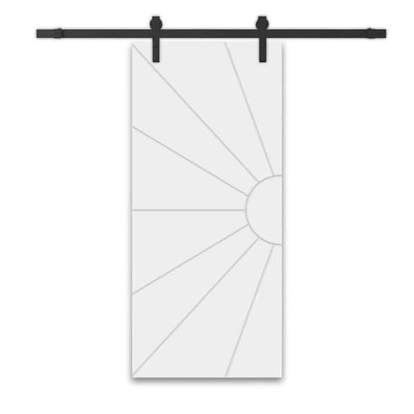 CALHOME 30 in. x 80 in. White Painted Composite MDF Sliding Barn Door with Hardware Kit