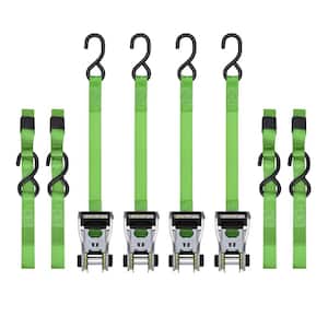 14 ft. Green RatchetX Tie Down Straps with 500 lb. Safe Work Load - 4 pack