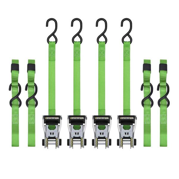 SmartStraps 14 ft. Green RatchetX Tie Down Straps with 500 lb. Safe Work Load - 4 pack