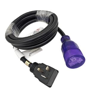 10 ft. 12/3 20 Amp 250-Volt 3-Prong Indoor/Outdoor NEMA 6-20 Extension Cord with Lighted End, Black, UL Listed