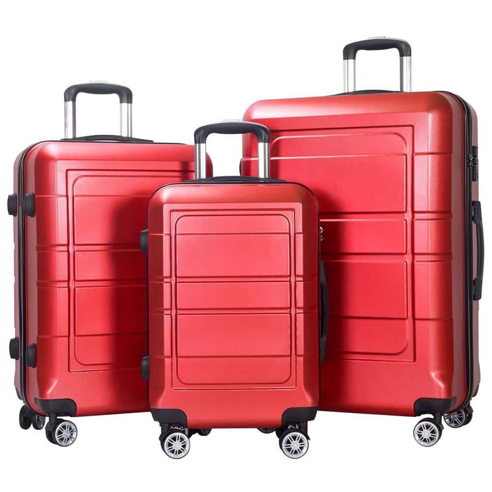 Reviews for Wewdigi 3-Piece Red Hardside Spinner Luggage Set with TSA ...